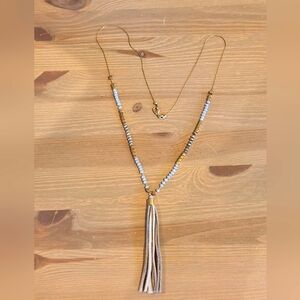 Bead and tassle layering necklace